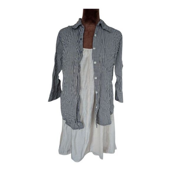 arizona Jeans Cotton Check Elbow Sleeve Shirt Size M - Picture 5 of 6